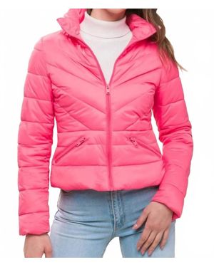 Love Tree Zip Up Puffer Jacket - Pink