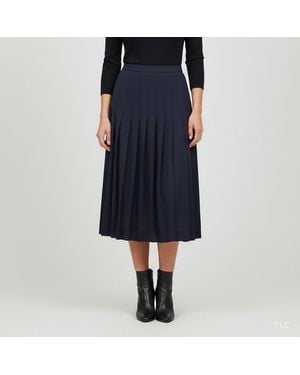 Theory Stretch Silk Pleated Mini Skirt - Blue