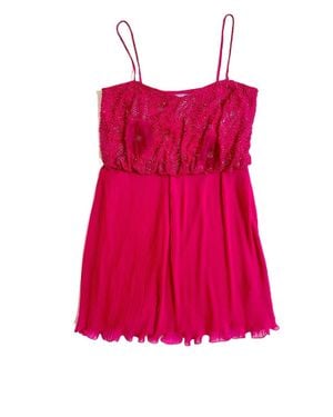 JS Collections Beaded Chiffon Mini Pleated Prom Dress - Pink