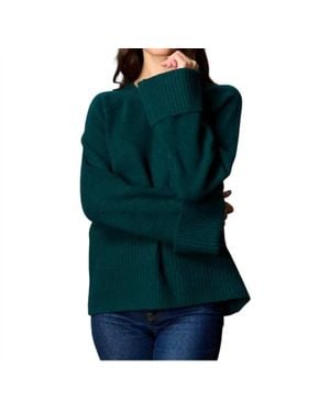 Before You Collection Round Neck Wide Sleeve With Folded Cuff Sweater - Green