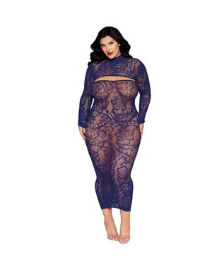 Dreamgirl Bodystocking Gown And Shrug Dmnd - Purple