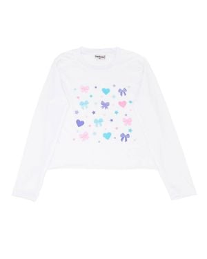 Firehouse Girl's Happy Hearts Bows & Stars Long Sleeve Tee - White