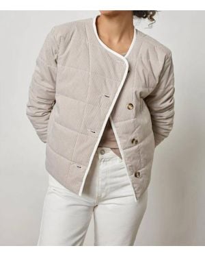 Lilla P Striped Collarless Jacket - Gray