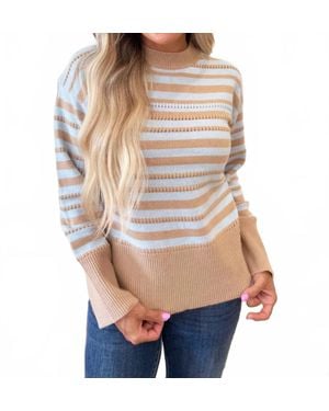 Strut & Bolt Texture Striped Contrast Sweater - Natural
