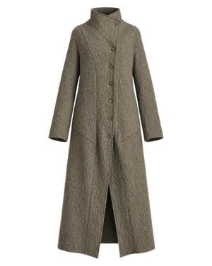 Transit Light Textured Longline Stand Collar Coat - Gray