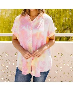 Davi & Dani Tie & Tie Dye Top - Pink