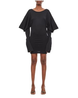 Setchu Off-The-Shoulder Origami Jersey Dress With Asymmetric Hemline - Black