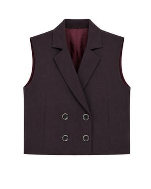 Nine:inthe:morning Ametista Liora Cropped Wool Vest - Purple
