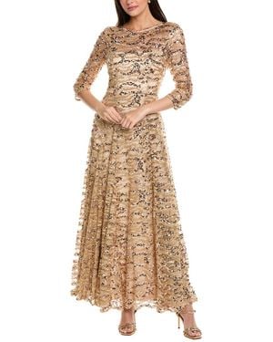 Tahari Sequin Tulle Gown - Natural