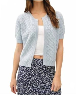 Be Cool Textured Short Sleeve Cardigan - Blue