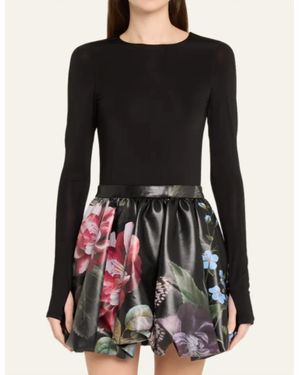 Alice + Olivia Chara Vegan Crew Neck Bubble Dress - Black