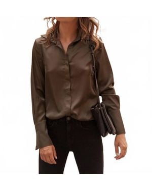 Choklate Paris Léa Notched Collar Blouse - Brown