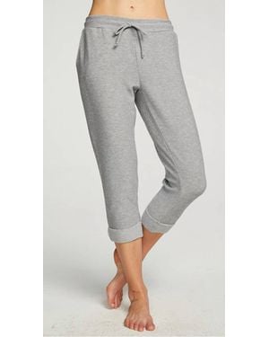 Chaser Brand Rpet Cozy Knit Cropped Roll Hem Jogger - Gray