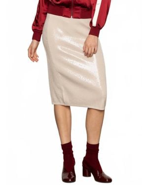 Sanctuary Sparkle Sequin Pencil Midi Skirt - Natural