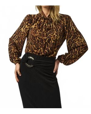 Joseph Ribkoff Animal Print Straight Top - Brown