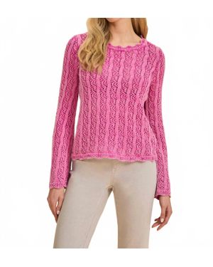Fdj Long Sleeve Garment Dye Sweater Top - Red