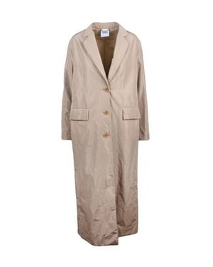 Aspesi Thermal Long Coat With Classic Lapel And Practical Pockets - Natural
