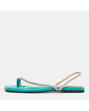 N°21 N21 Leather Crystal Embellished Slingback Sandals - Green