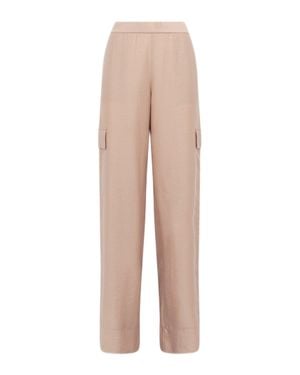 Blugirl Blumarine Wide-Leg Pants With Lace Inserts And Flap Pockets - Natural