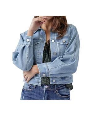 Risen Balloon Sleeve Denim Jacket - Blue