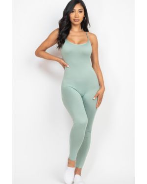 TRUEDAMES Solid Bodycon Cami Jumpsuit - Pink