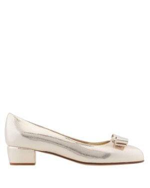 Ferragamo Ferragamo Ladies Vara Bow Metallic Pumps - Natural