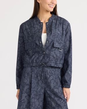 Ellen Tracy Cropped Bomber - Blue