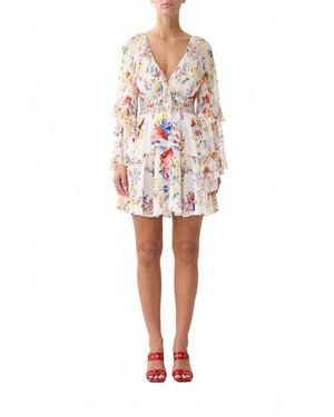 CAMILLA Short Waistband Dress With Ruffle Sleeve - Red