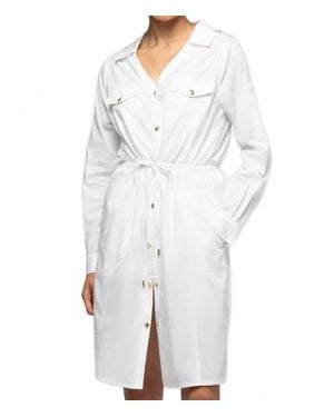 Max & Moi Ramie Mini Shirt Dress - White