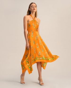 LILYSILK Spring Waltz Handkerchief Dress For - Orange