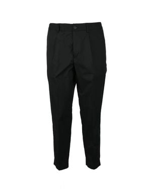 Bonheur Tapered Stretch Pants With Mid-Rise Waist And Cropped Finish - Black