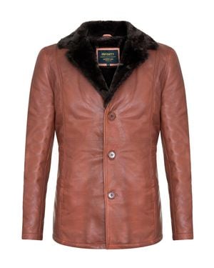 Infinity Leather Reefer Blazer Jacket -Pablo - Red