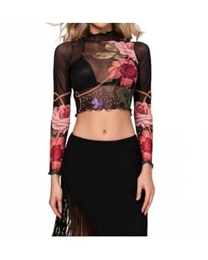 Ola Azul Emily Bloom Top - Black