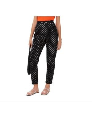 TOPSHOP High Rise Polka Dot Mom Jeans - Black