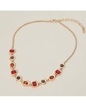 Fashnzfab Geometric Multi Shape Gem Link Necklace - Metallic