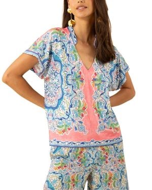 Hale Bob Joelle Short Sleeve Top - Blue