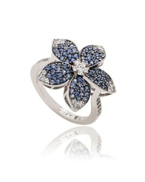 Suzy Levian Sterling Sapphire & Sapphire Flower Ring - Pink
