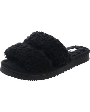 Dearfoams Comfort Insole Faux Fur Slide Slippers - Black