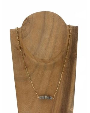 Blue Copper Corundum Necklace - Brown