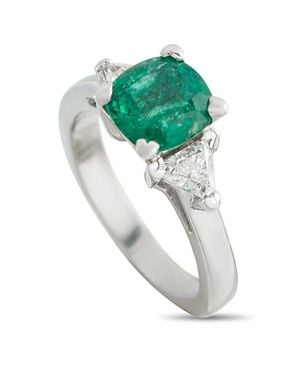 LB Exclusive Platinum 0.35Ct Diamond And Emerald Ring Mf04-051826 - Green