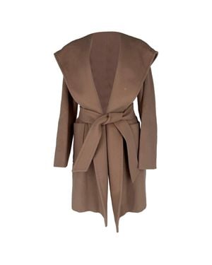 Max Mara Belted Hooded Coat - Brown