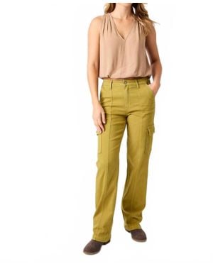Judy Blue High Waisted Garment Dyed Straight Cargo Pants - Yellow