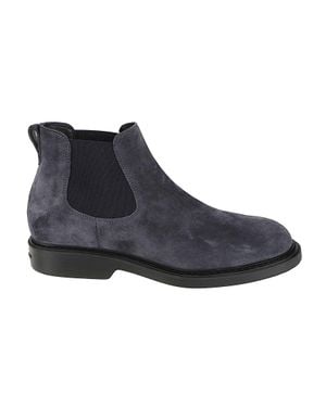 Hogan H704 Elastic Side Panel Chelsea Ankle Boots - Blue