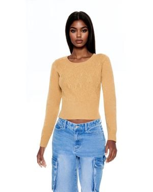 Forever 21 Cropped Lattice Sweater - Blue