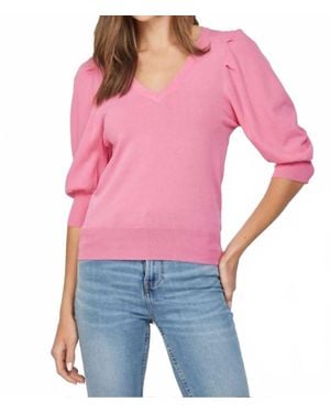 Fate Puff Sleeve V-Neck Sweater - Red