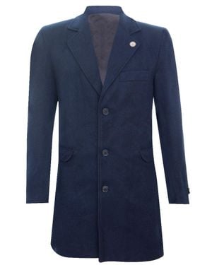 Oliver Tweed Long Wool Slim Fit Overcoat - Blue