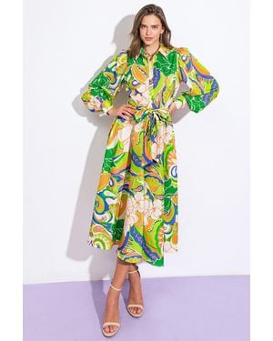 TRUEDAMES Desirable Style Woven Midi Dress - Green