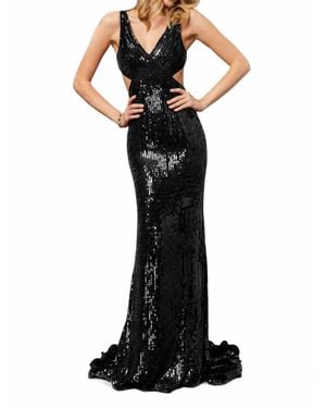 Sherri Hill Sequin Cutout Gown - Black