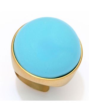 bello-italiano Bello Italiano 18K Plated Or Agate Statement Ring - Blue