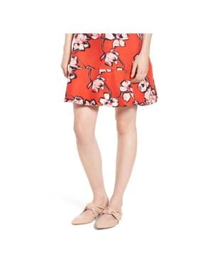 LEWIT Silk Kimono Style Floral Print Mini Dress - Red